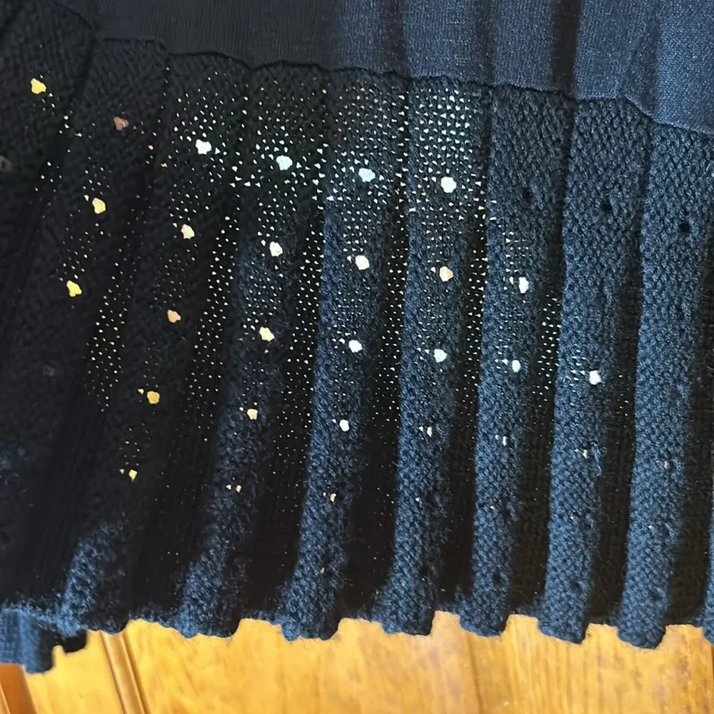 Cache Wool blend Black open front eyelet Cardigan/Bell sleeves Size Med-EUC - Image 8