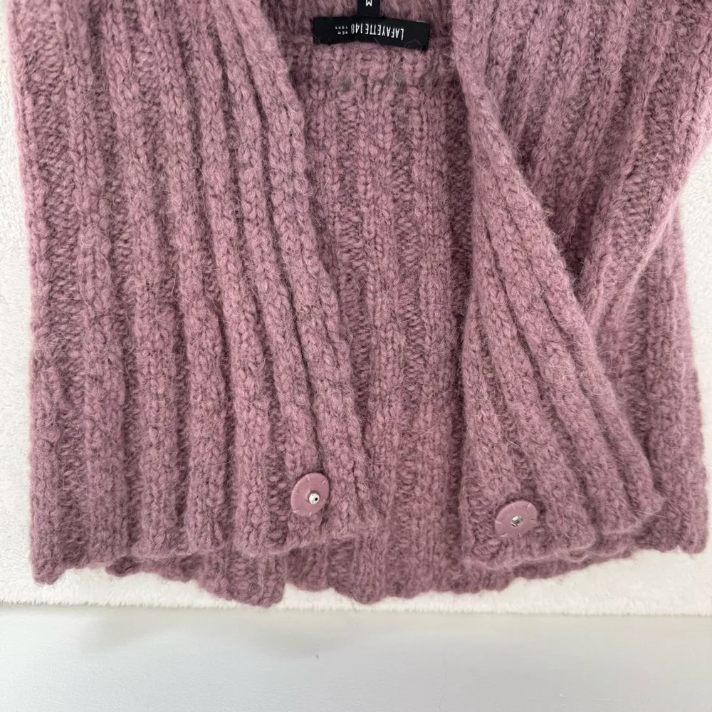 LAFAYETTE 148 Alpaca Virgin Wool Button Down Knit Purple Cardigan size M Size M - Image 10