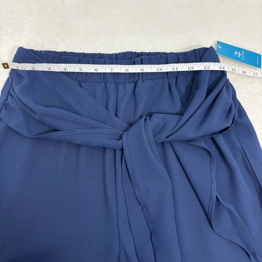 Cupshe Deep Blue Wide-Leg Lightweight Summer Pants size M - Image 5
