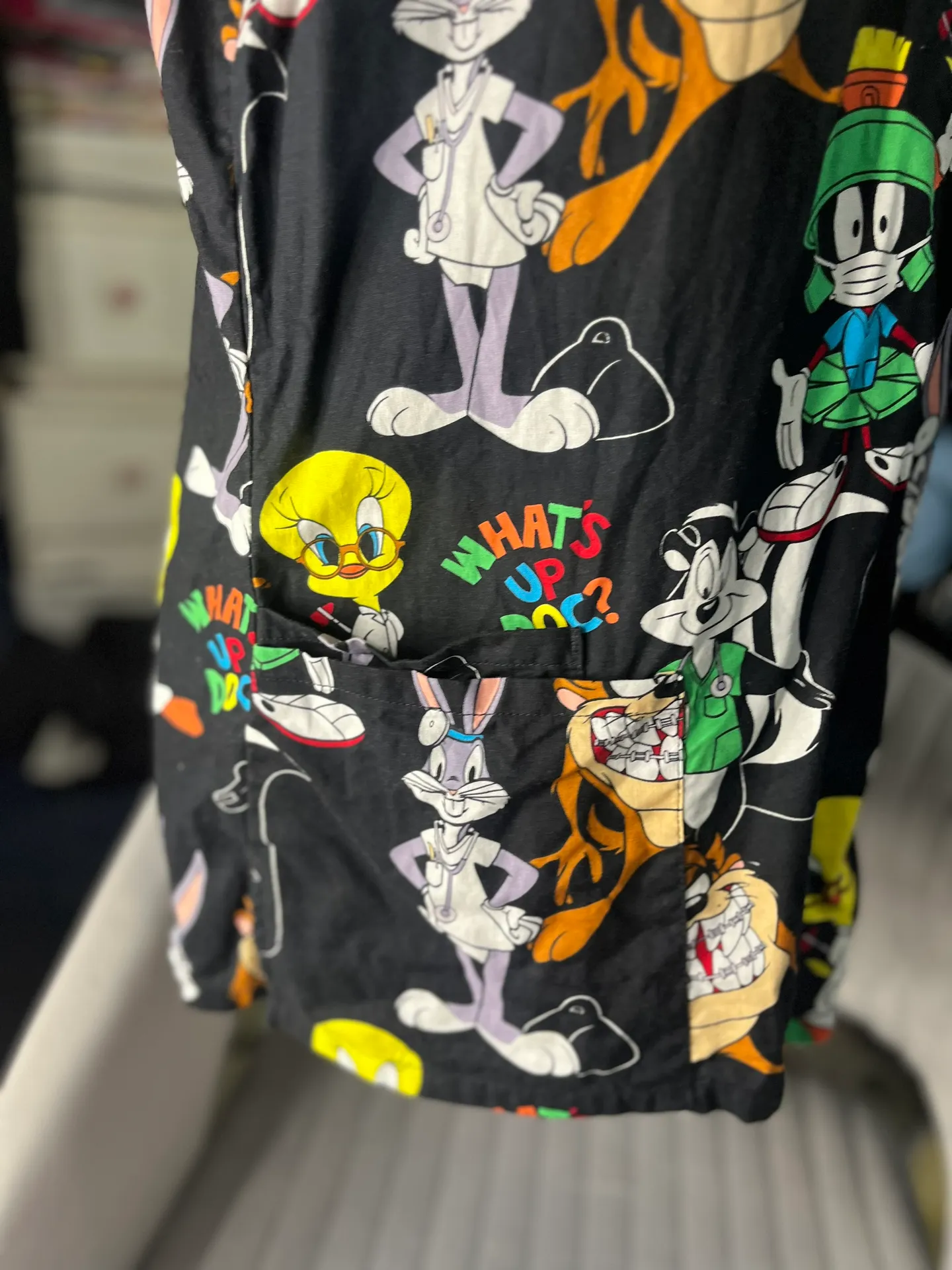 “what’s Up Doc?” Scrub Top - Image 3