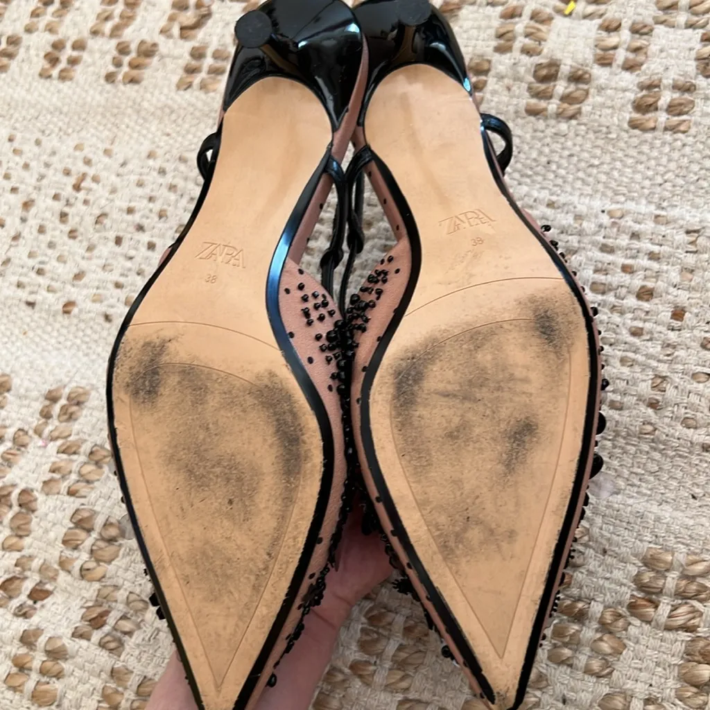 Zara Sequin Kitten Heels Size 38 / 7.5 - Image 7