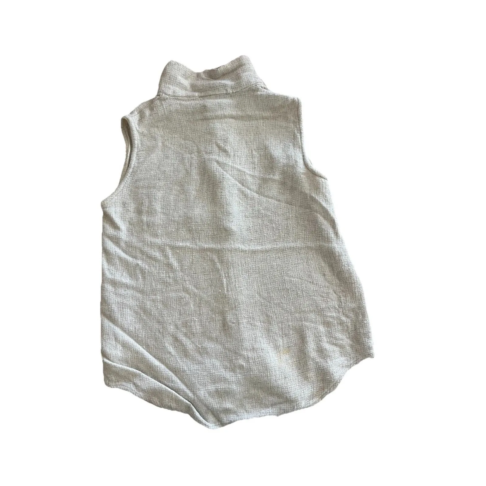 Vtg 90s Pasta USA Women's Sleeveless Button Up Shirt Cream Linen Blend Size M Tan Size M - Image 3