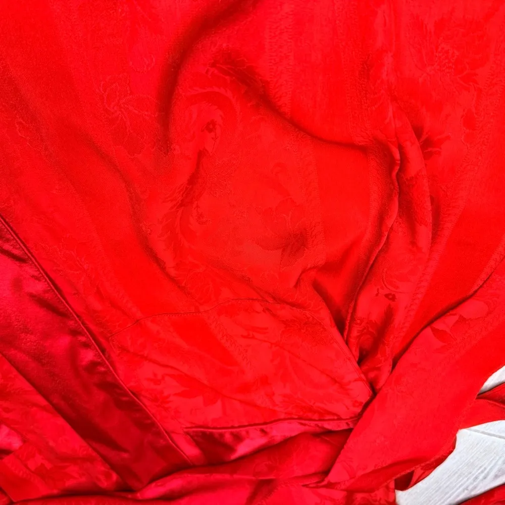 Vintage Victoria's Secret Gold Label Dressing Gown Robe Red Brocade tassel m/l - Image 6