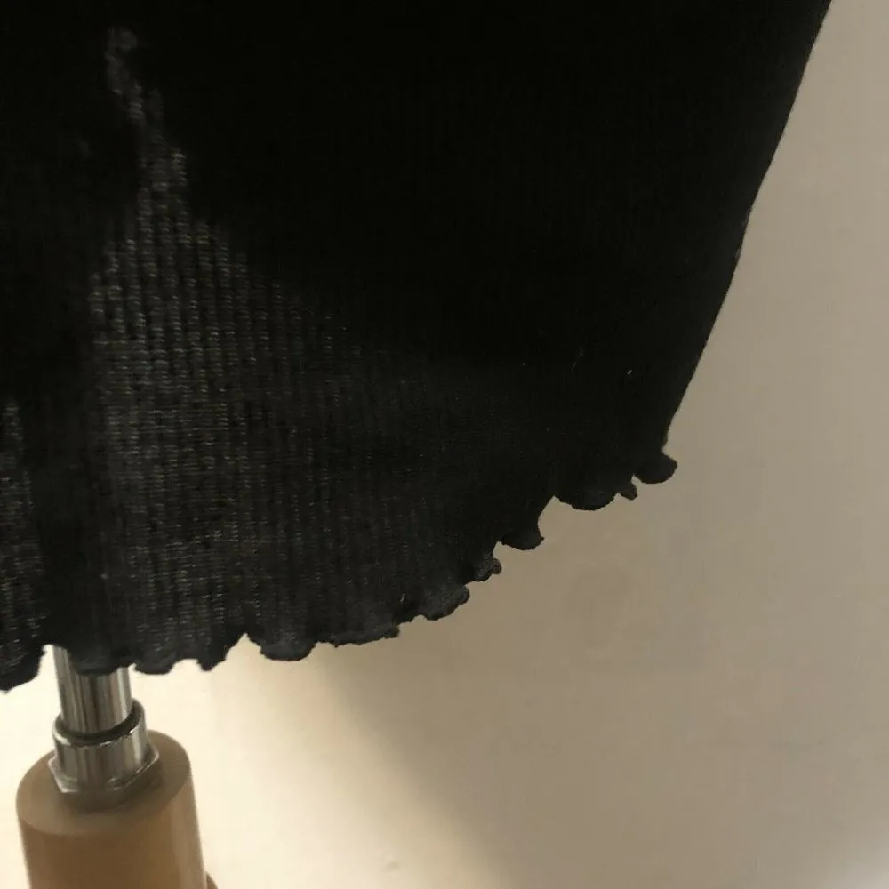 nastygal black on off shoulder scalloped ribbed ruched bodycon long sleeve dress - Image 10