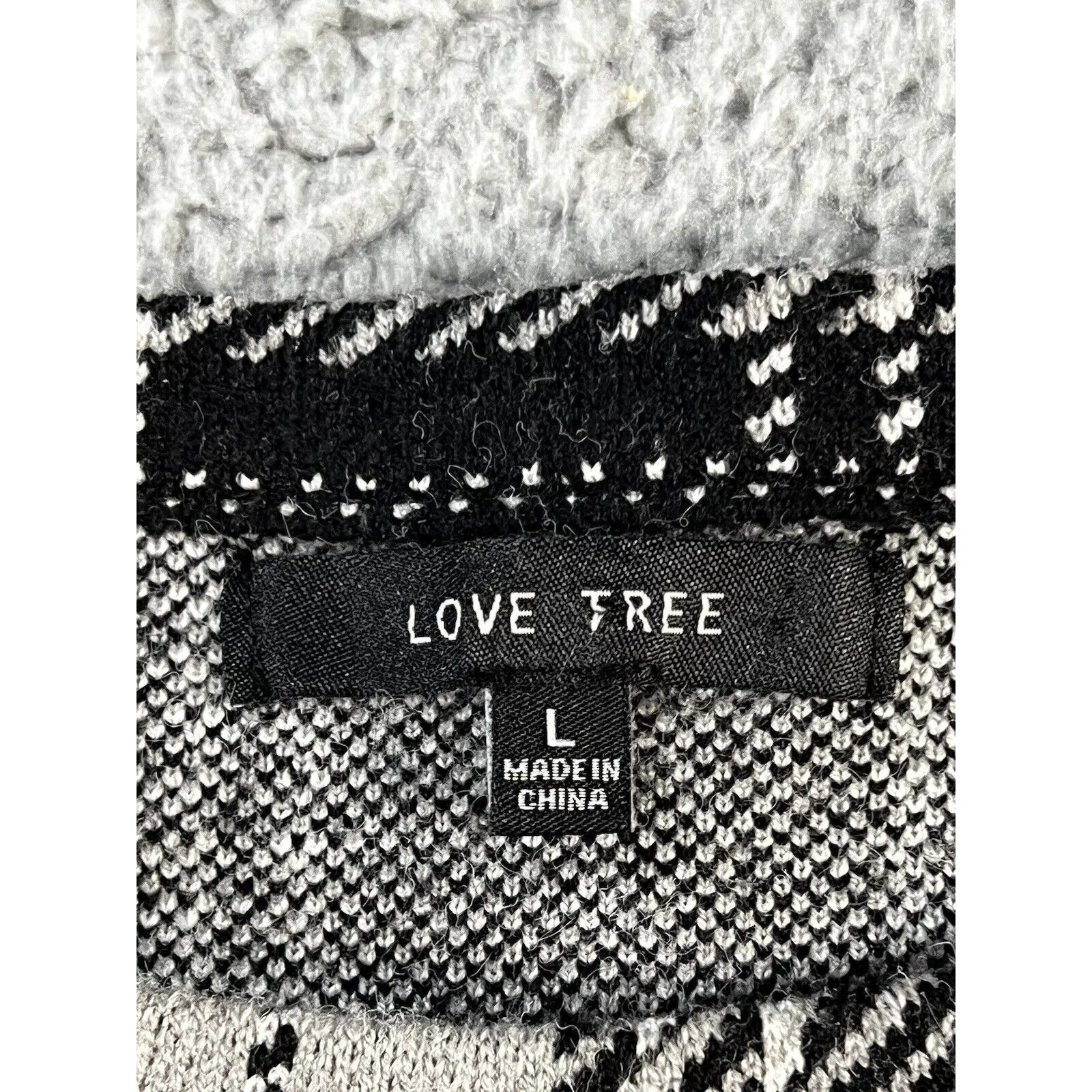 Love Tree Sweater Women Large Cropped Tartan Plaid Long‎ Sleeve y2k Academia - Image 3
