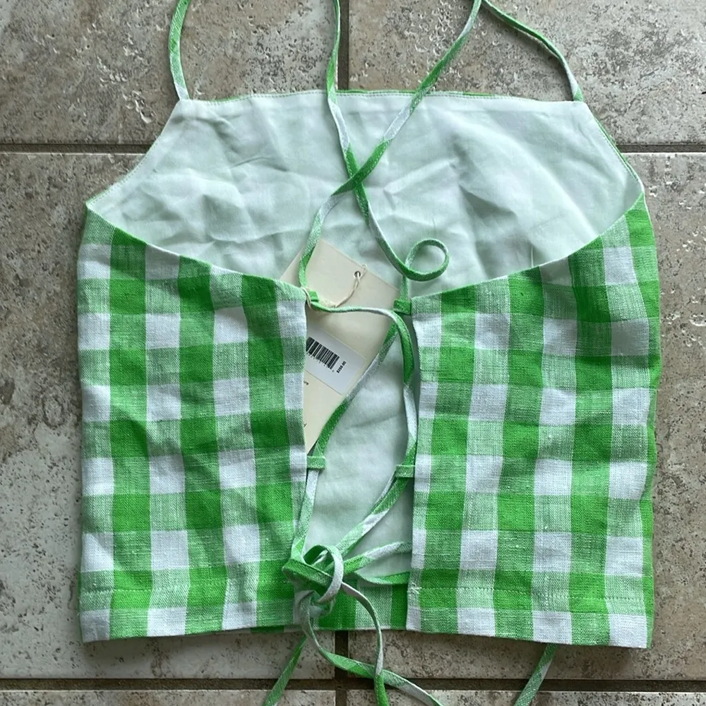 MARA HOFFMAN Carrie cropped checked hemp top - Image 8