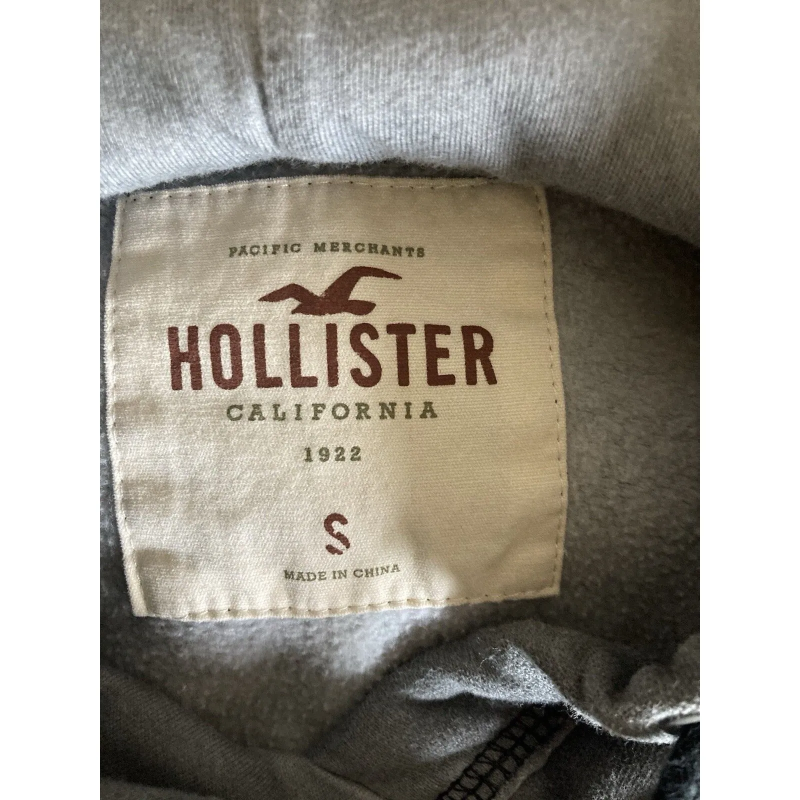 Hollister Y2K Oversize Hoodie Cold Off Shoulder Womens S Grey Sweatshirt Grunge - Image 6