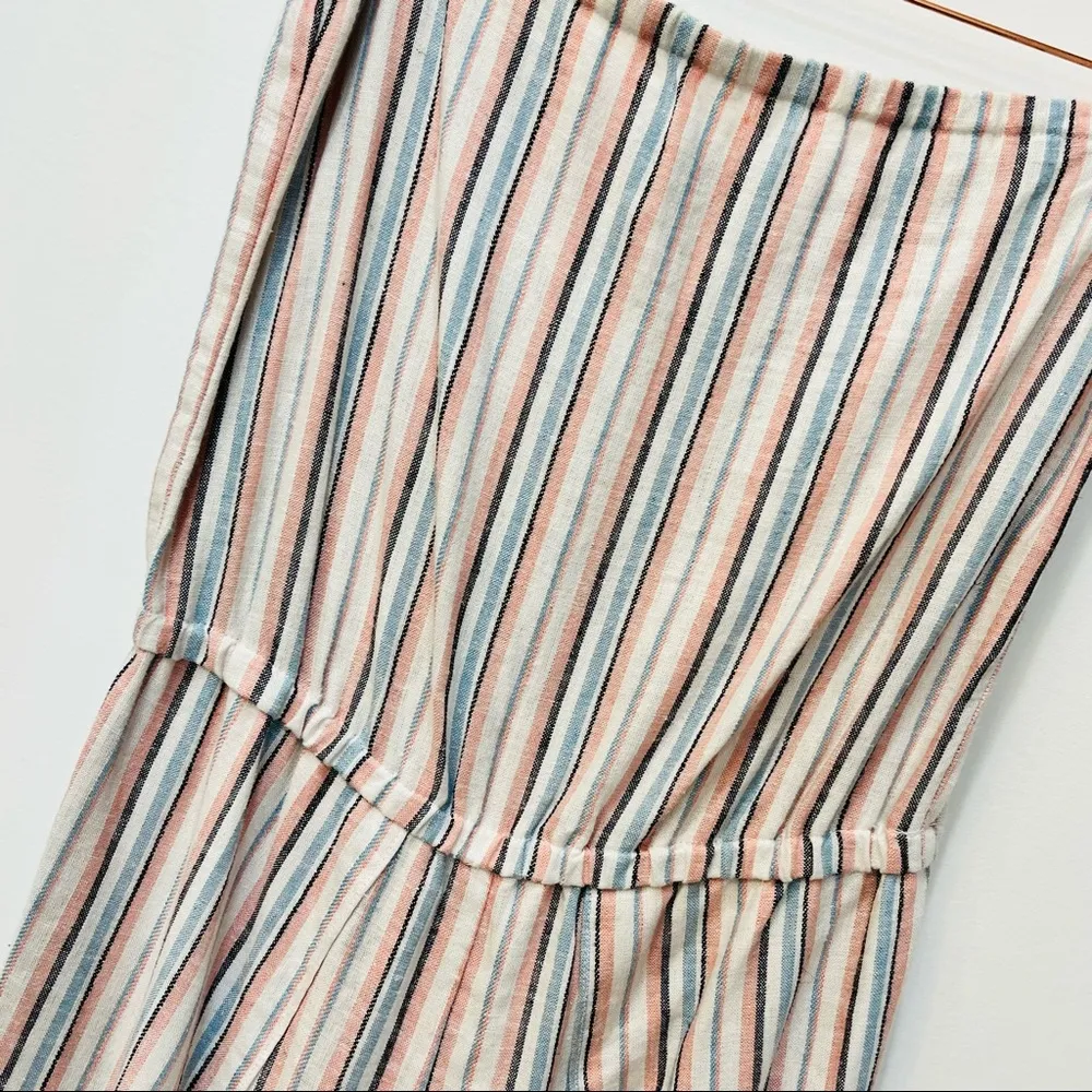 Anthropology Drew Jumpsuit Strapless Striped Linen Split Tulip Leg Boho … - Image 77