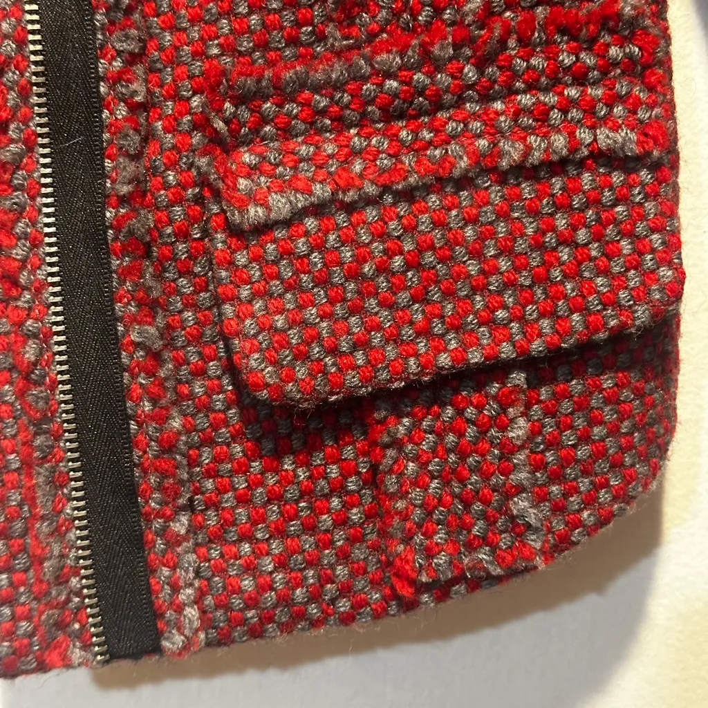 Hinge red and black wool tweed blazer size Xs - Image 4