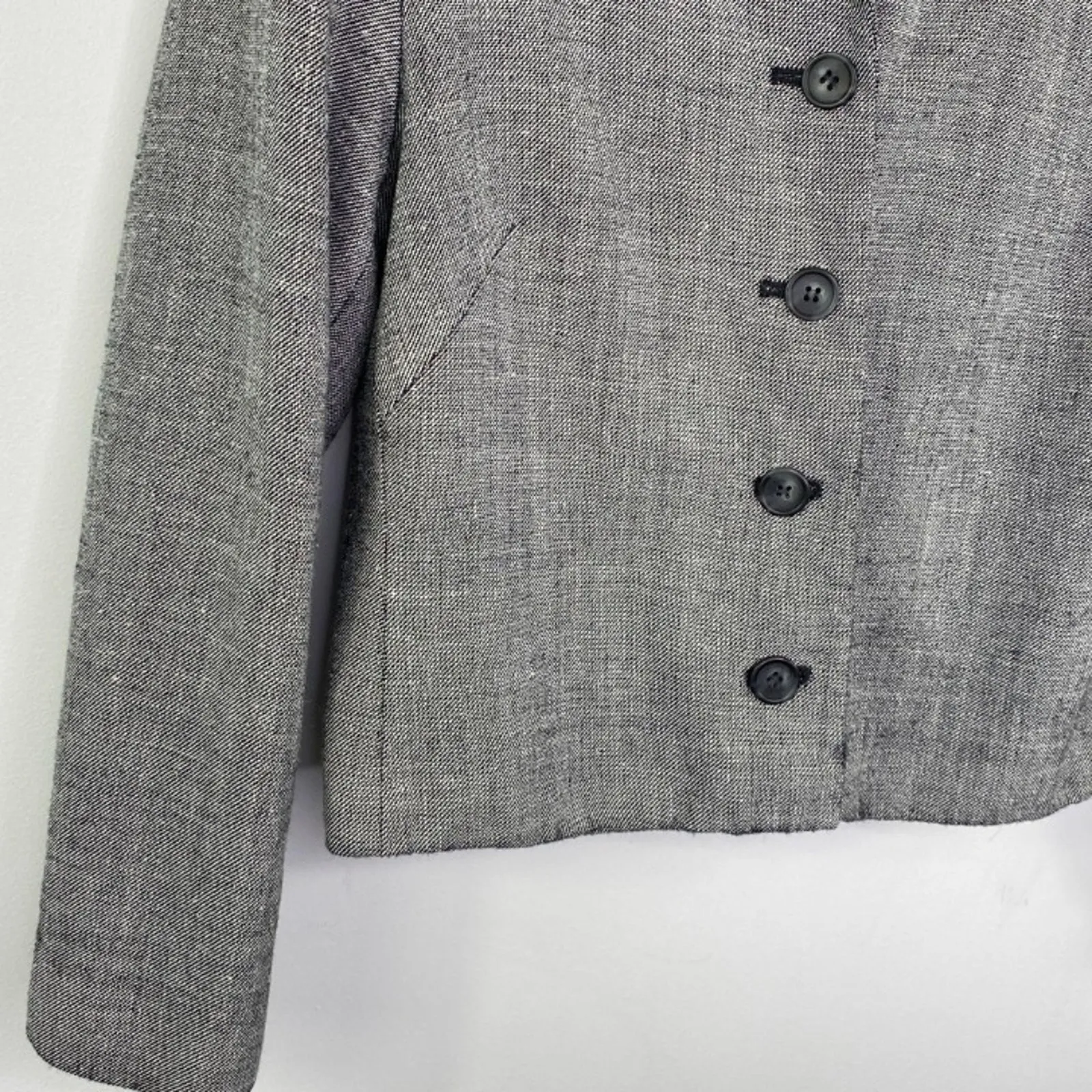 Pendleton Womens Grey Wool Silk Button Front Blazer Suit Jacket Size 4 Cropped - Image 8