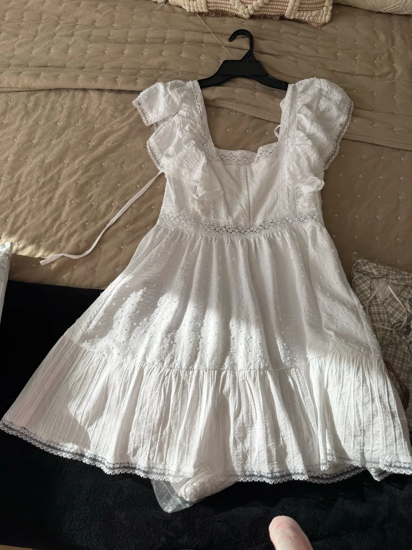 White embroidered mini dress - Image 3