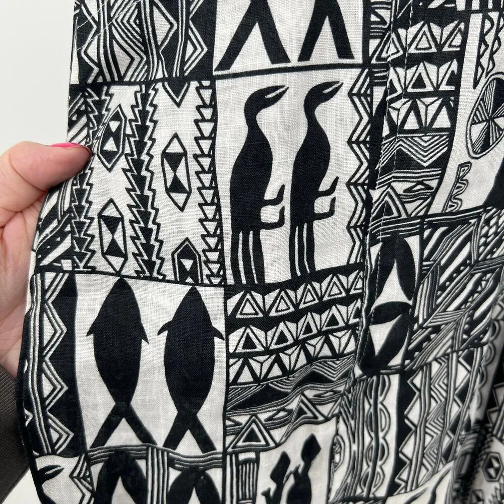 Anthropologie The Odells mixed fun print 100% linen jumpsuit pockets size XS - Image 4