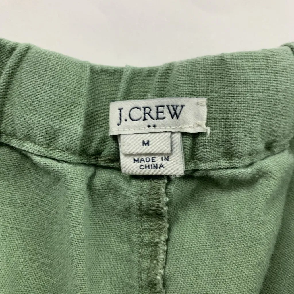 J.Crew Green Linen Blend Pull On Shorts M Size M - Image 2