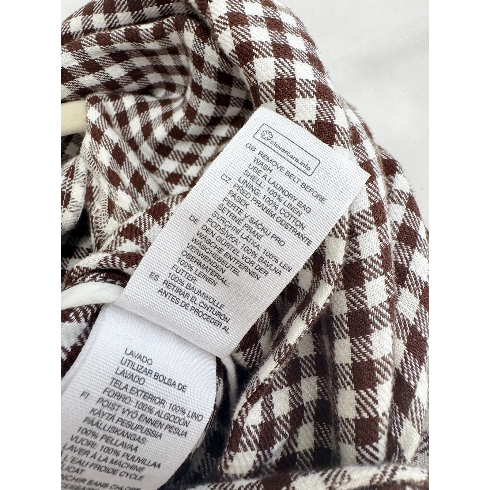 & Other Stories & Other Stories Brown Gingham Short Sleeve Belted Romper Size 6 - Image 5