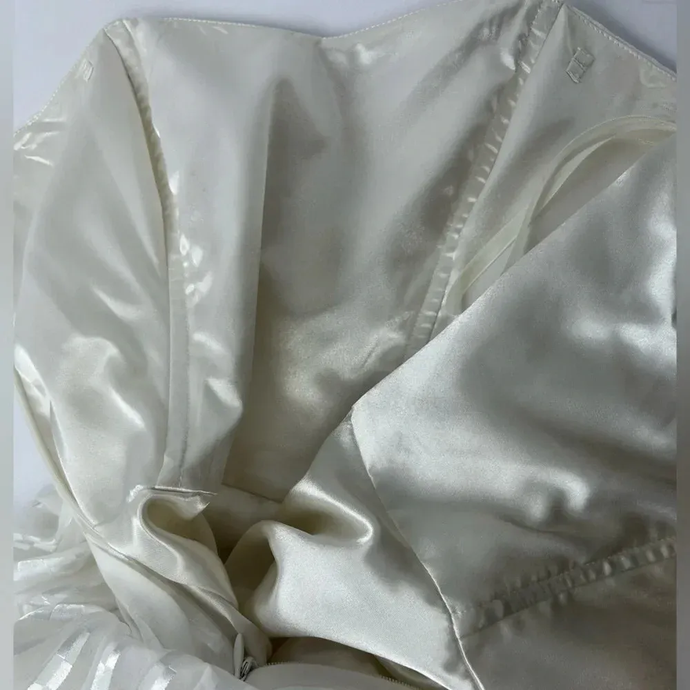 White House Black Market Strapless Pleated Bustier Dress Ivory White 4 - Image 4