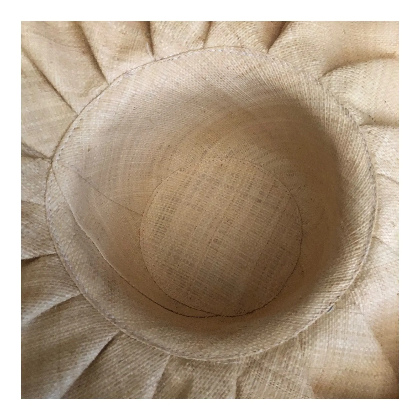 Vintage Natural Beige Wide Brim Sinamay Hat with Ruffled Brim And Bow - Image 11