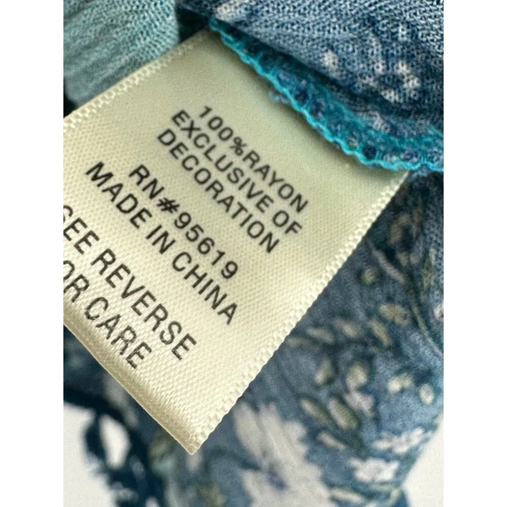 John Paul Richard Womens Blue Floral Sleeveless Tank Loose Top Tassel Size Small - Image 6