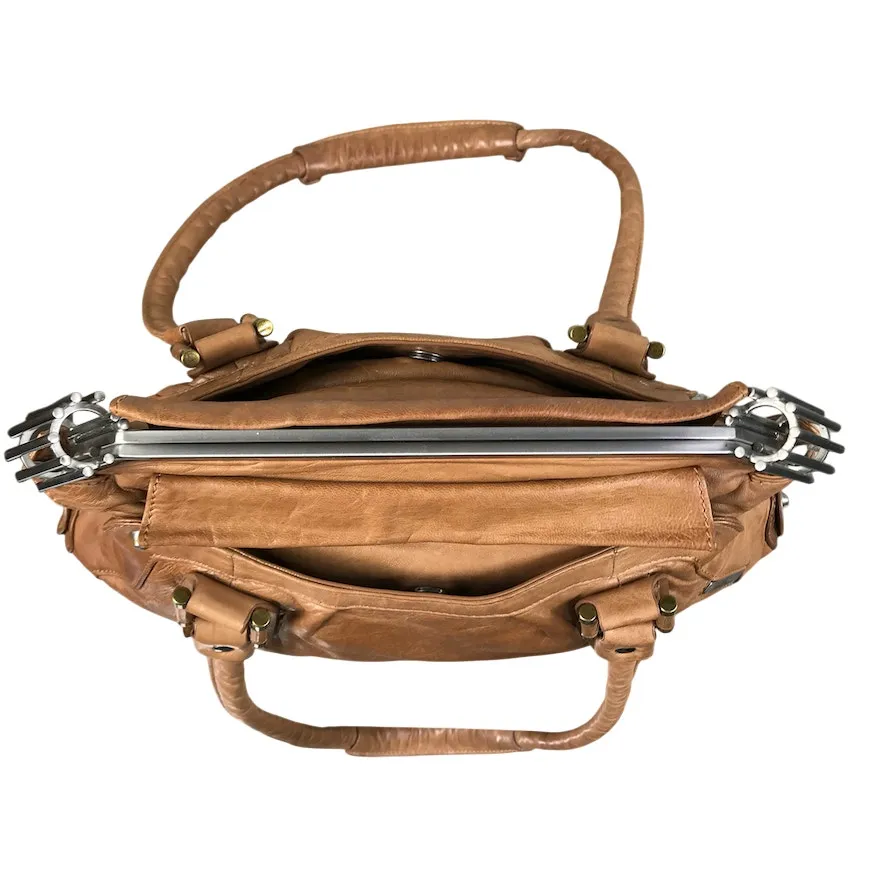 DIESEL Black Gold Studded Leather Handbag Brown Rare Boho Unique Vintage Timeles - Image 7