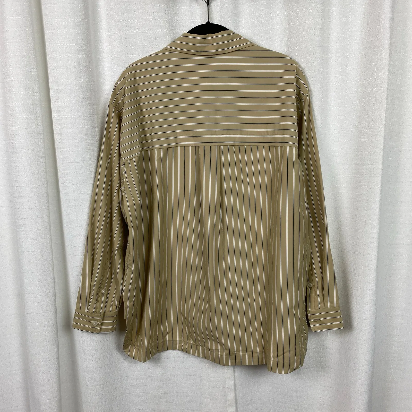 Banana Republic Neutral Stripe Long Sleeve Oversized Button Up Blouse Sz.M NWT - Image 12