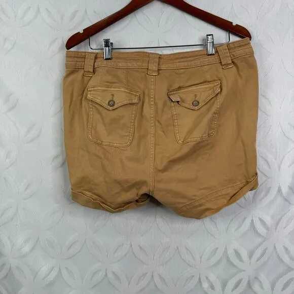 Torrid Button Fly Cuffed Chino Khaki Shorts Cotton Stretch Beige Size‎ 12 - Image 4