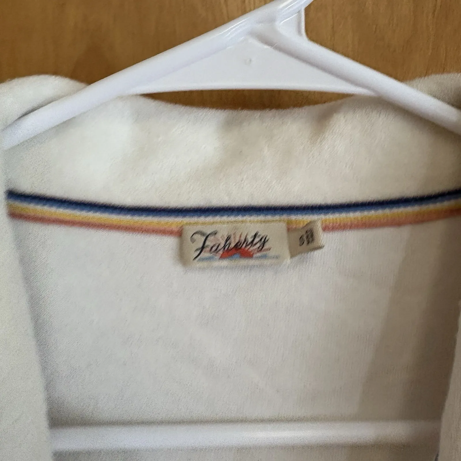 FAHERTY Cabana‎ Towel Terry Top Short Sleeve Button Up Egret White Size Small - Image 4