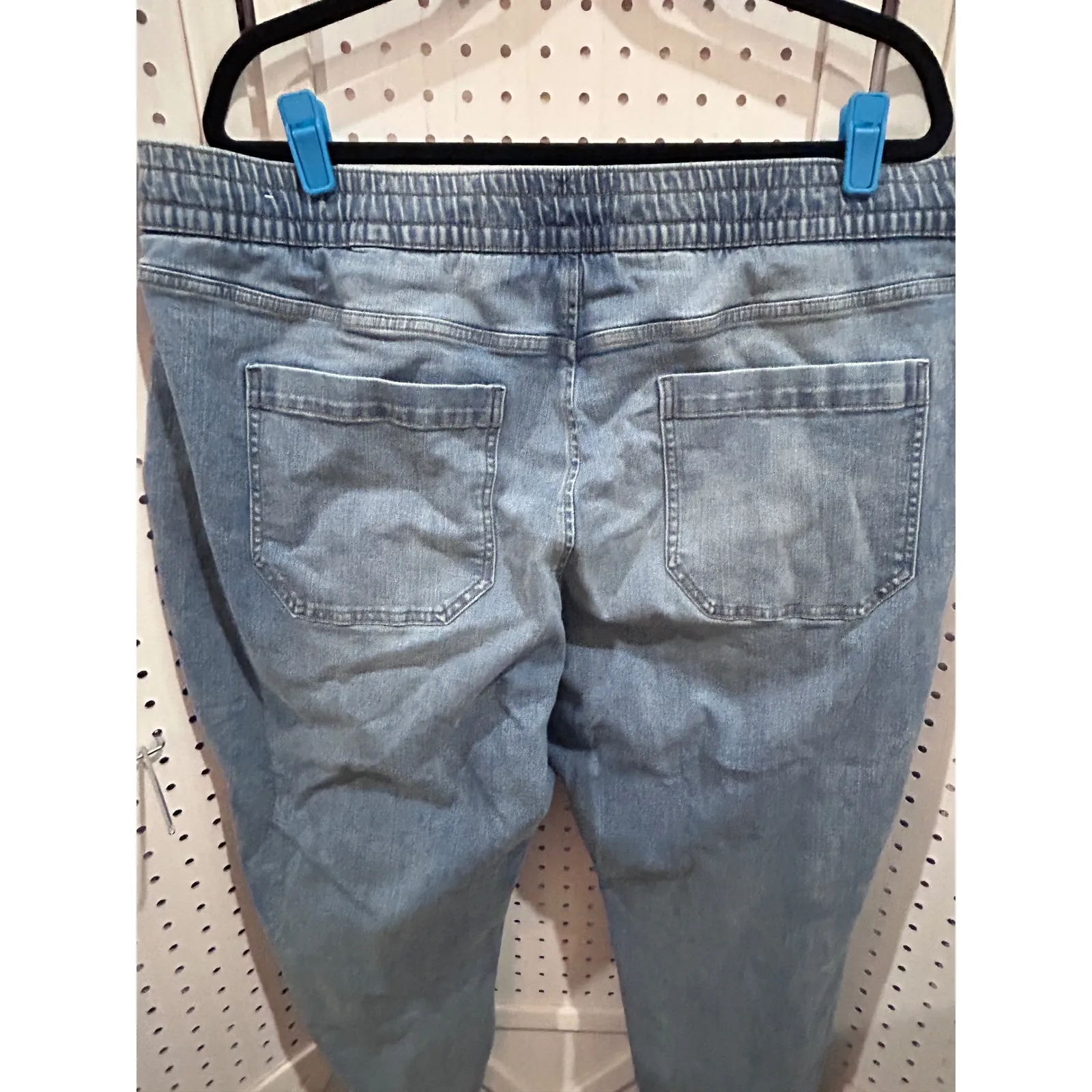 Lane Bryant Denim Joggers Pants Light Wash Elastic Waist Drawstring Size 18 - Image 6