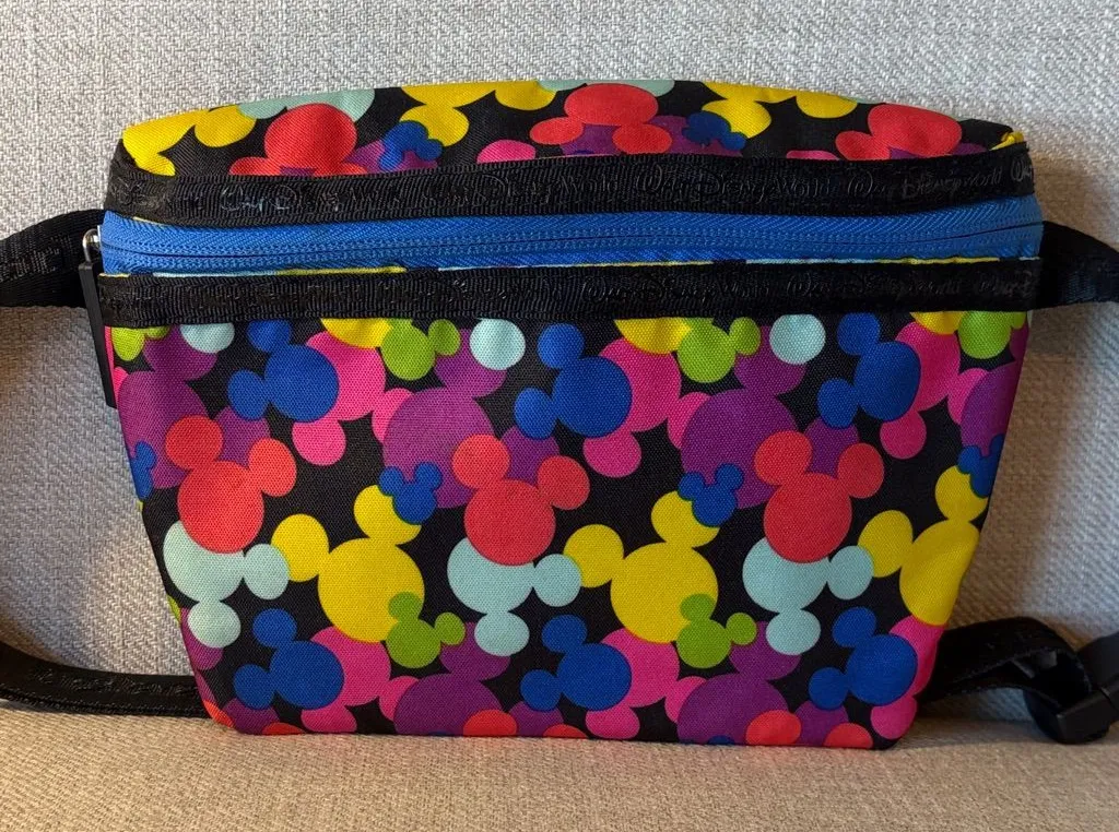 Walt Disney World Parks Rainbow Mickey Mouse Fanny Pack Adjusted Belt Bag Black - Image 1