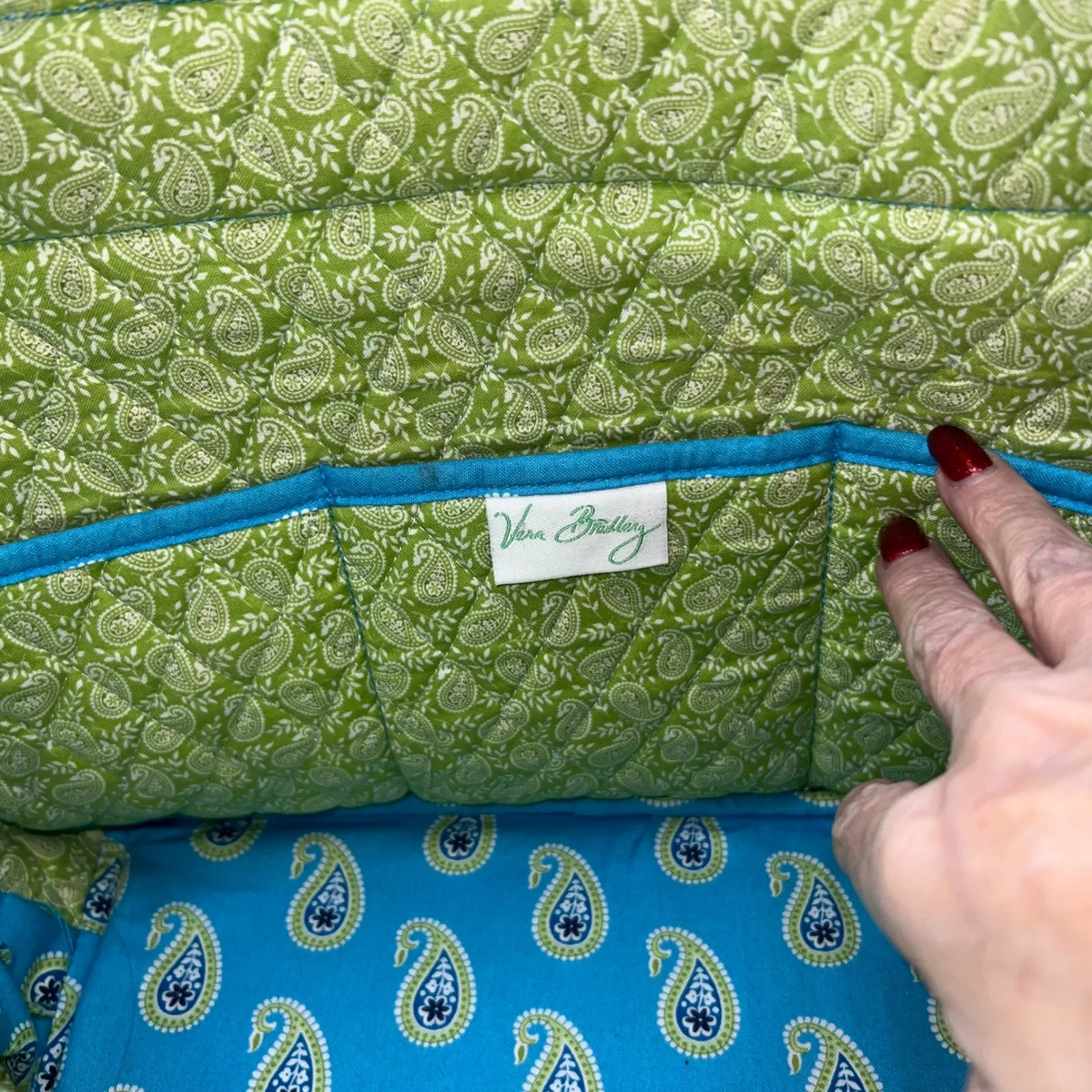 Vera Bradley Quilted Paisley Tote Bag RETIRED Bermuda Blue Lola - Image 7