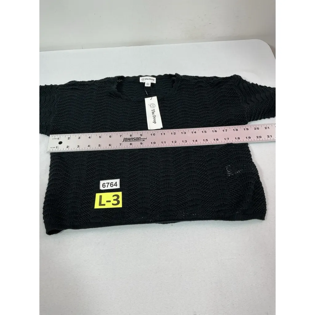 Womans NWT The Drop Cropped Pullover Sweater Medium Black Crochet - Image 7