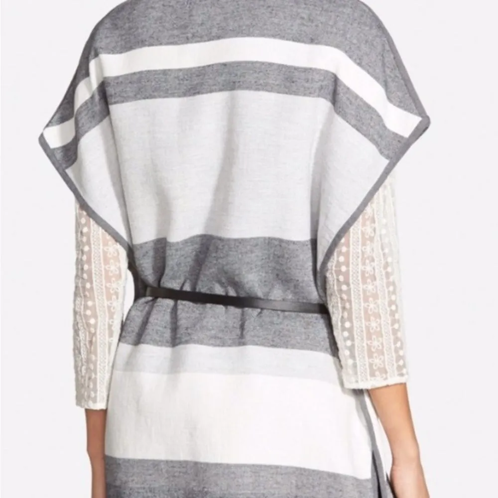 Hinge GrayWide Stripes and Draped Collar Kimono Jacket XS/S - Image 2
