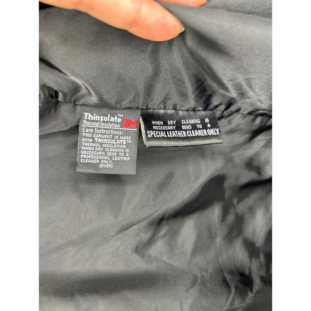 Vintage Wilsons Leather Trench Coat Women M Black Full Length Jacket Thinsulate - Image 6