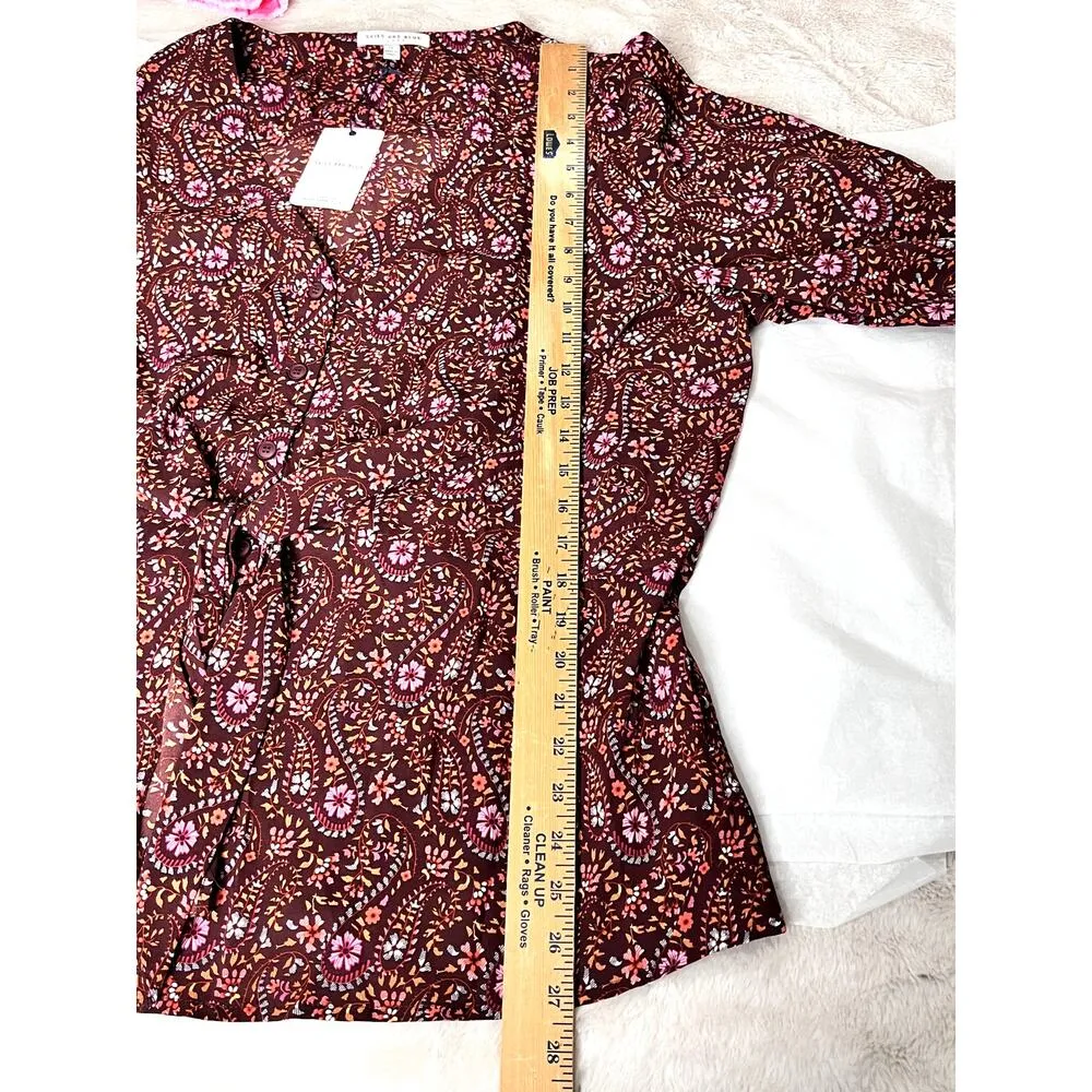Skies Are Blue Curvy womens size 1X top ditzy floral brown paisley Career wear - Image 4