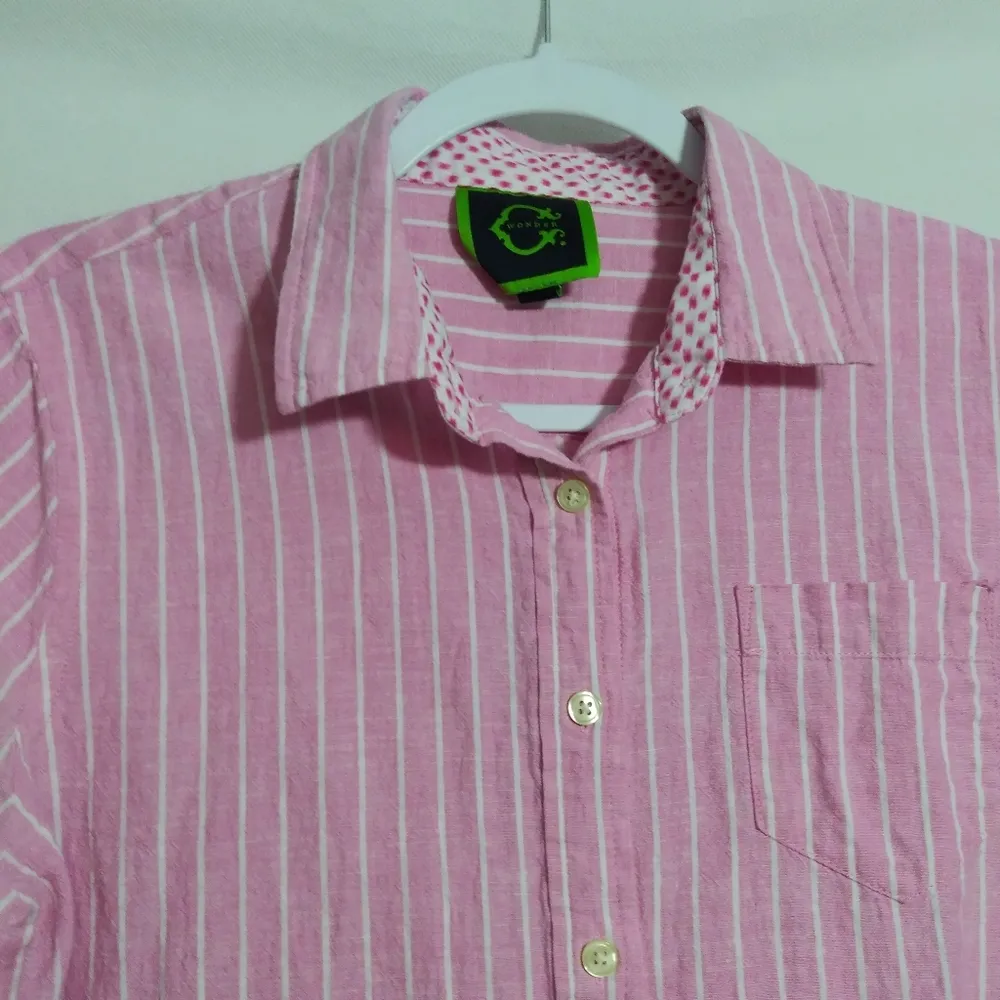 C Wonder Casual Pink Striped Button - Image 2