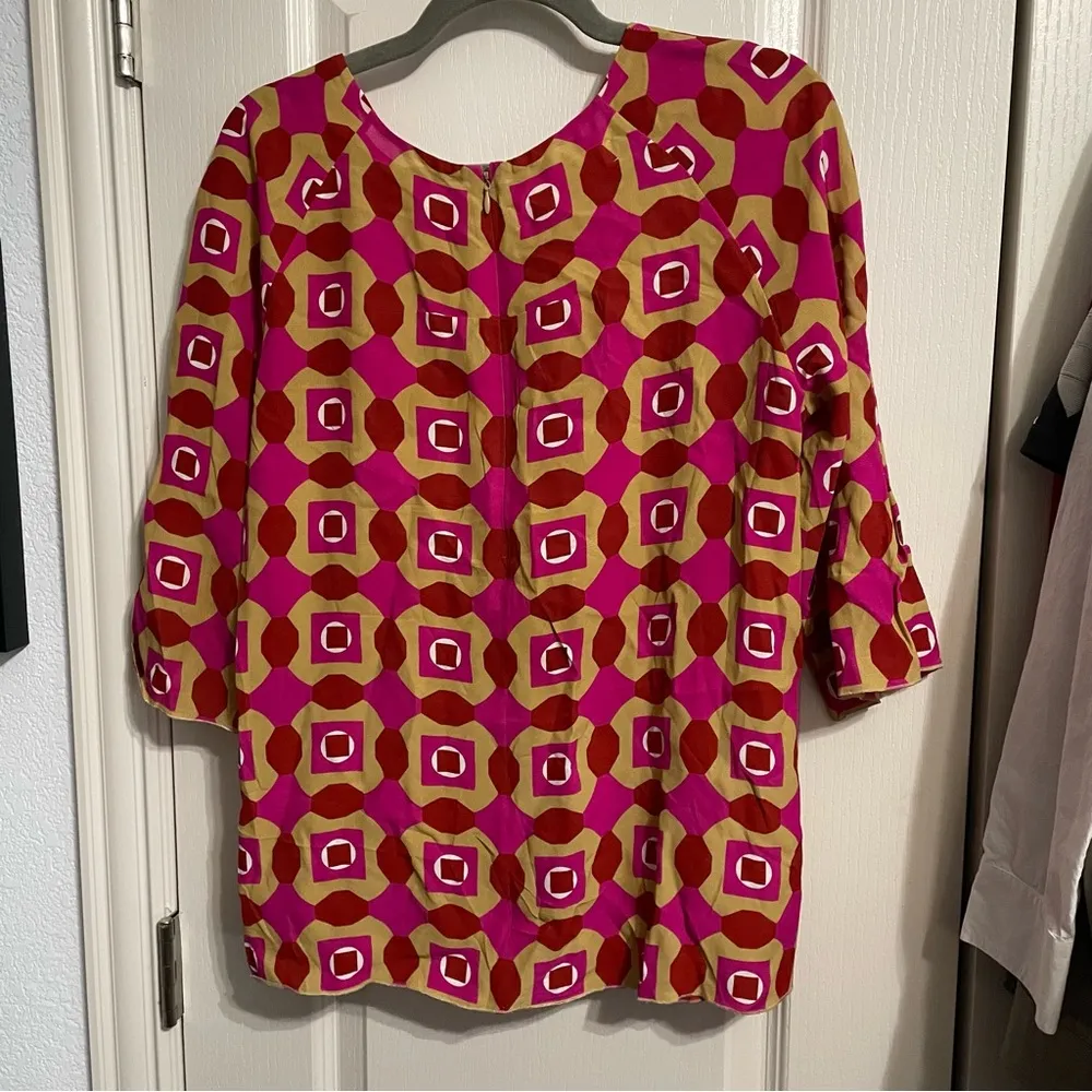 💙💖 Marni Geometric Print Viscose 3/4 Sleeve Blouse IT 44 Pink Size 8 - Image 3