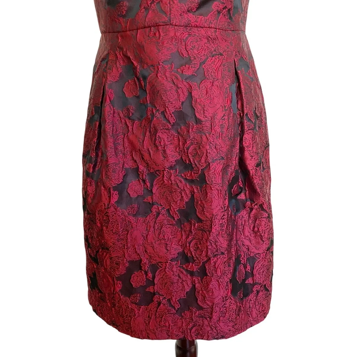 Tommy Hilfiger Holiday Wmns Bouquet Jacquard Dress Knot Neck Red Floral Dress 10 - Image 10