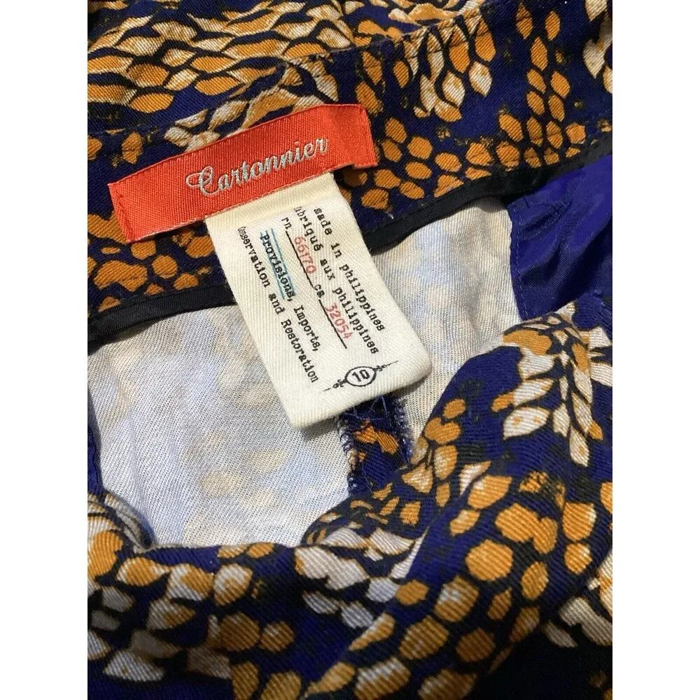 Anthropologie Cartonnier Sampa Wide Leg Pants Cropped Blue Yellow Snake Print 10 - Image 6