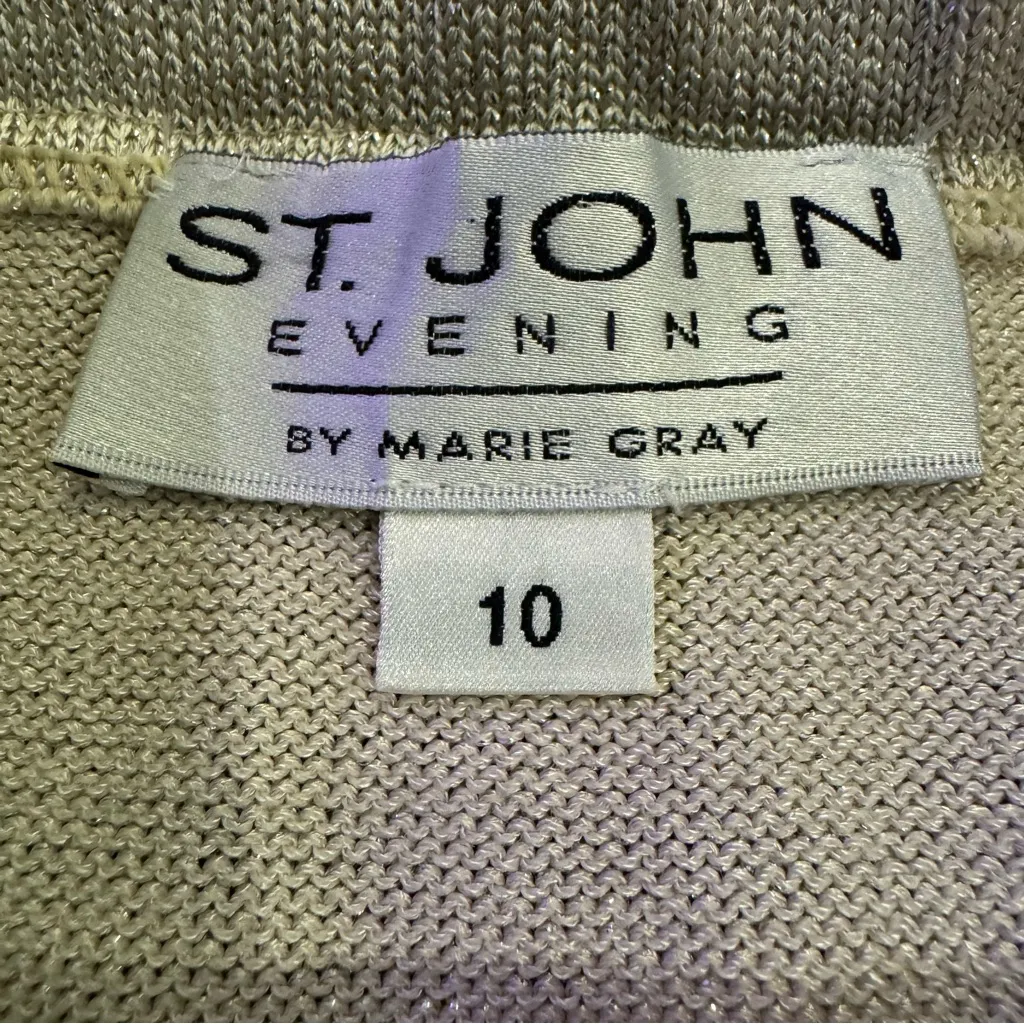 St John Evening by Marie Gray size 10 Gold Knit 2 Piece Long Skirt sparkling Tan - Image 3