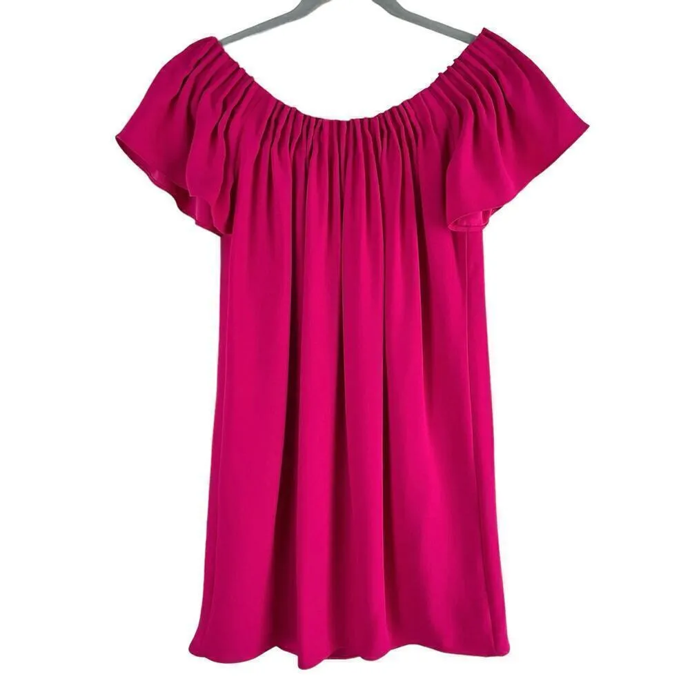 Trina Turk Pleated Mini Dress in Hot Pink Short Cap Sleeves, Size XS‎ - Image 6