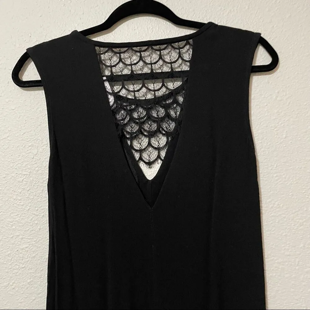 Sandro Paris Black Sleeveless Lace Cutouts Mini Shift Dress Womens 2 Formal - Image 7