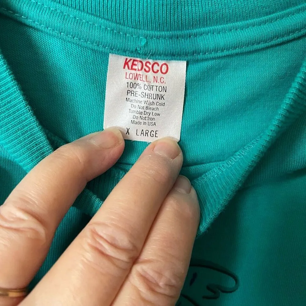 Vintage Kedsco made in USA 100% cotton size XL tee shirt. Blue - Image 3