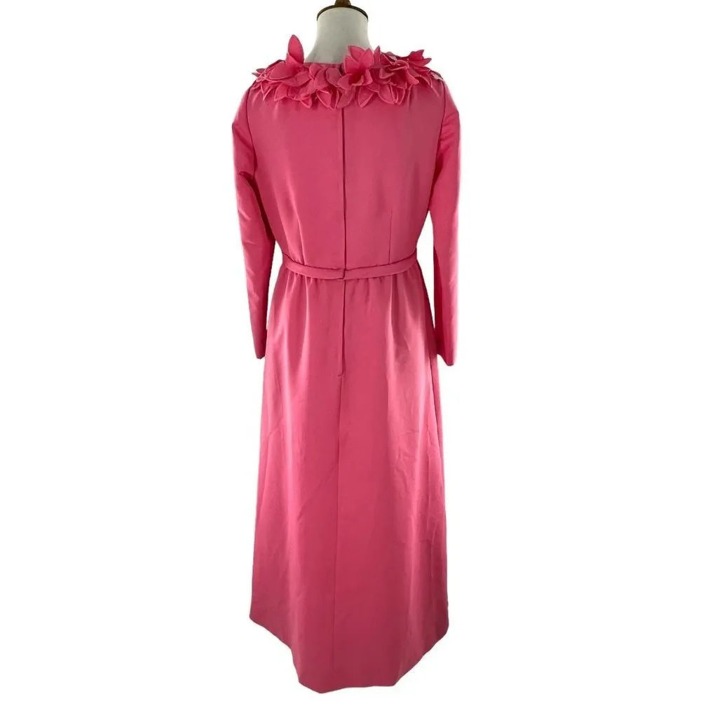 Vintage 60's Felix Arbeo for Aventura Candy Pink Embellished Neck Long Gown M Size M - Image 4