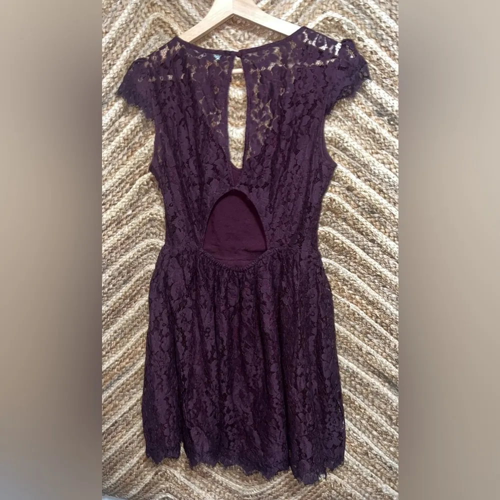 Urban Outfitters Kimchi Womens Purple Floral Lace Short Sleeve Dress,Size M - Image 5