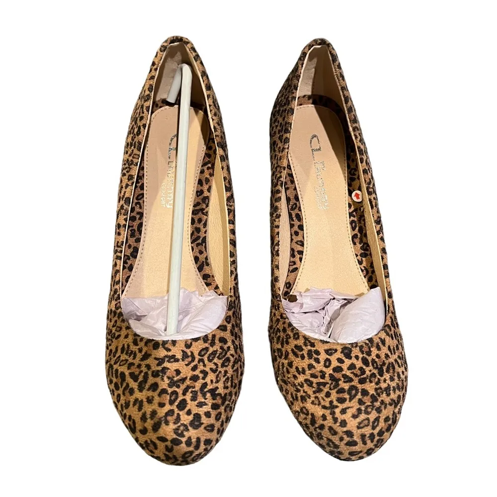 CL by Laundry Nima Wedges, Camel Leopard Print Size 8.5M New w/o Box Retail $70 - Image 5