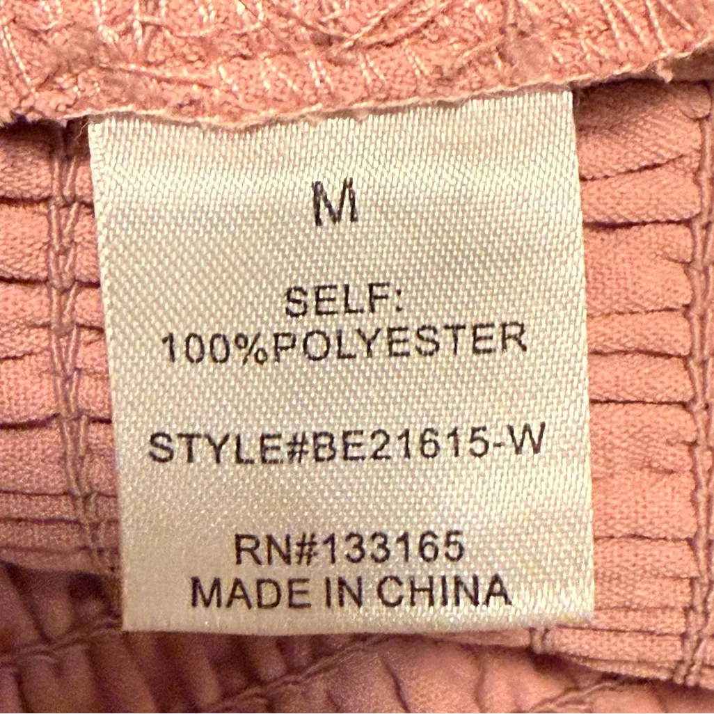 Altar’d State Long Sleeve Flocked V Neck‎ Crop Top Mauve Pink Size Medium - Image 5