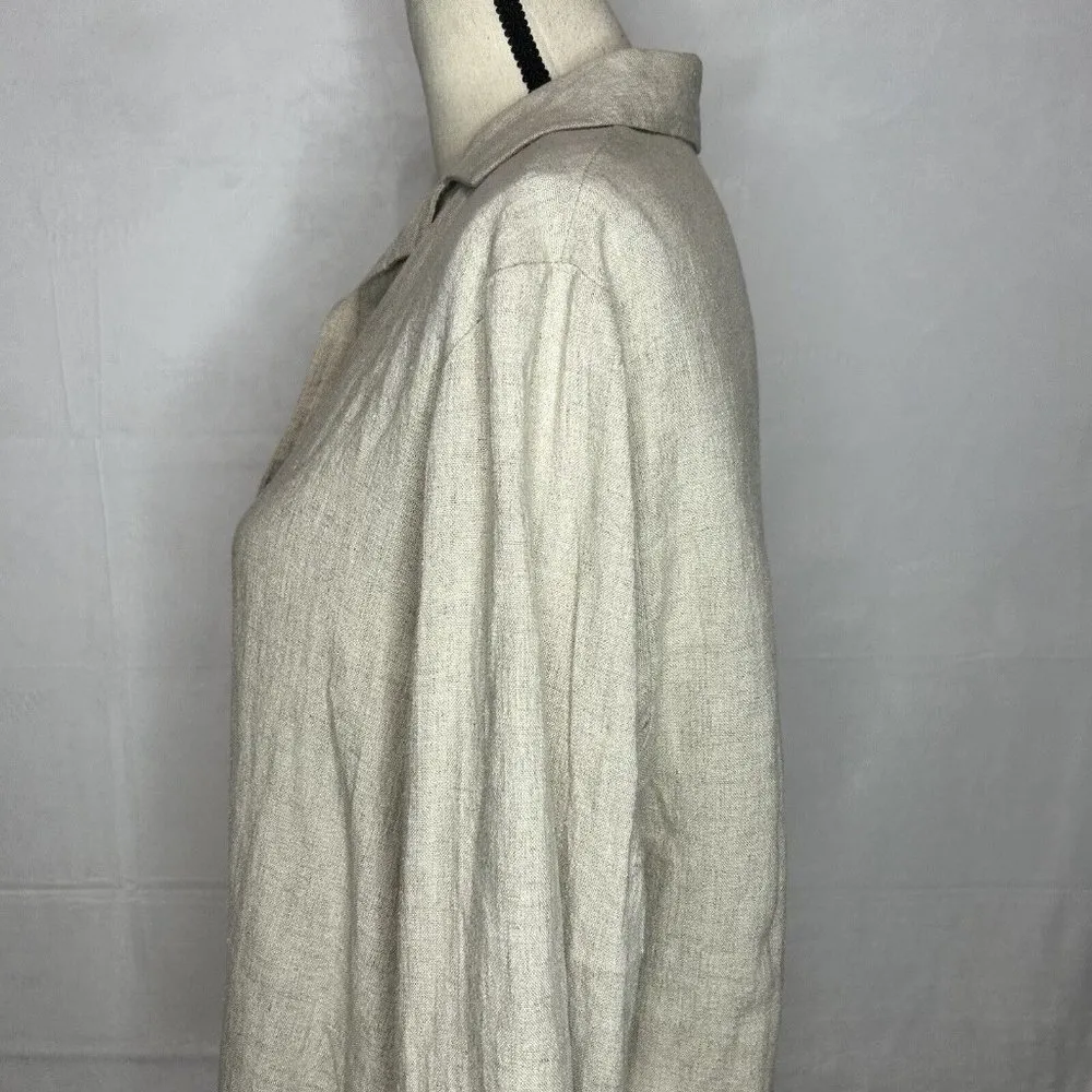 Eileen Fisher Tan One-Button Shirt Jacket Linen Rayon Blend Sz Petite Small PS - Image 5