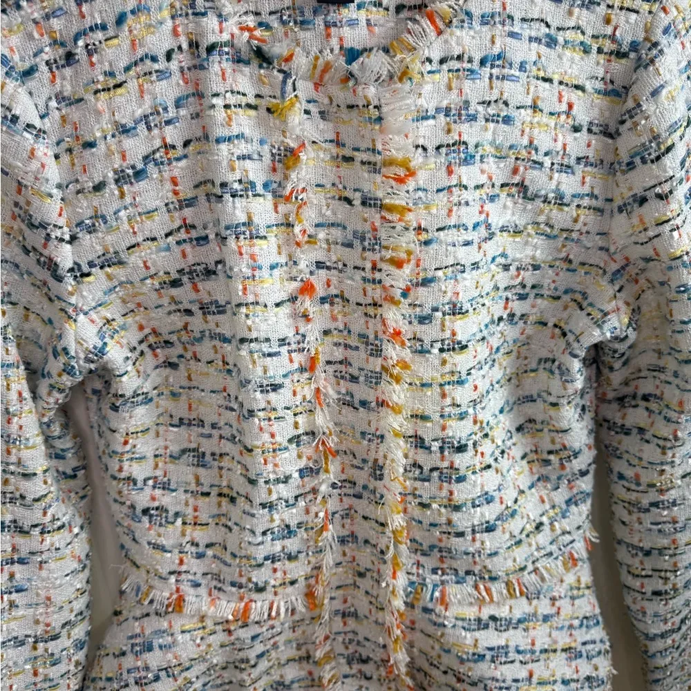 Halogen Nordstrom Button Front Tweed Blazer Jacket Ivory Size XS. - Image 7