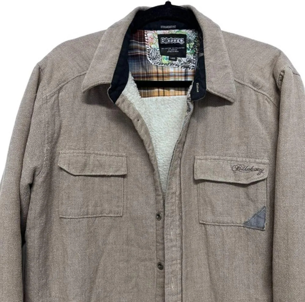 Billabong tweed‎ straight fit button down Any time shacket size Large sherpa - Image 4