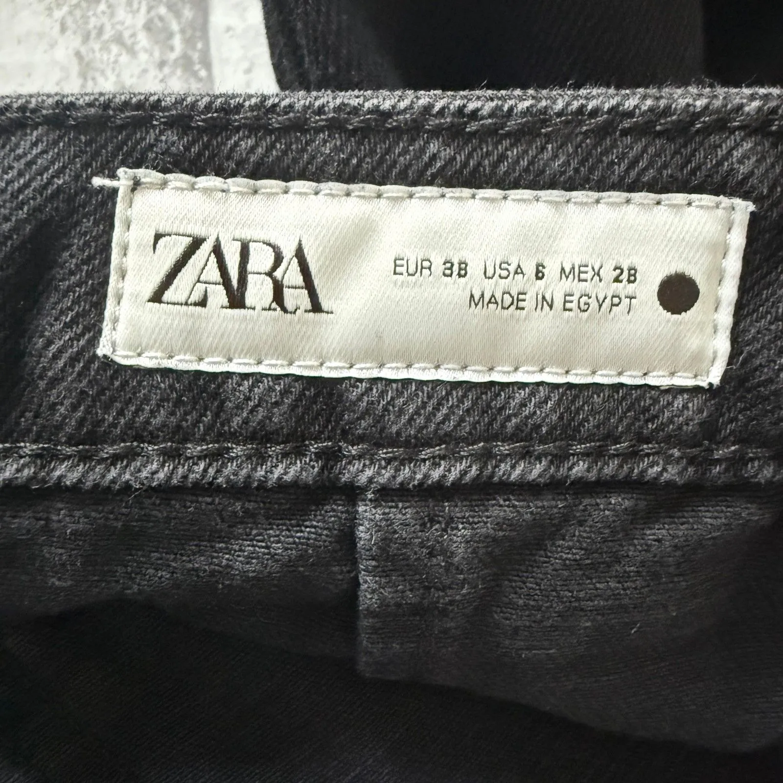 NWT Zara Black High-Waist Belted Denim Pants 100% Cotton Classic Fit Sz 6 - Image 5