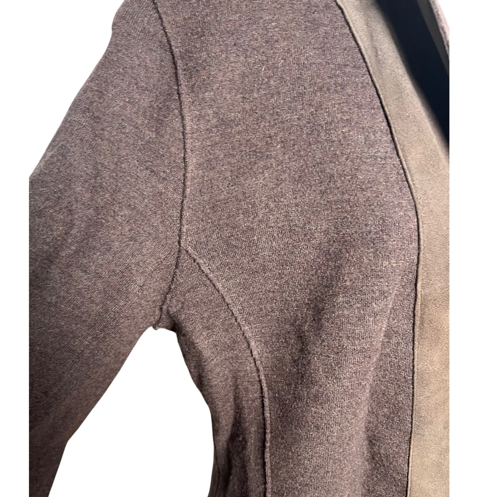 Eileen Fisher Merino‎ Wool Lamb Leather Trim Brown Quiet Luxury Blazer Jacket L - Image 11