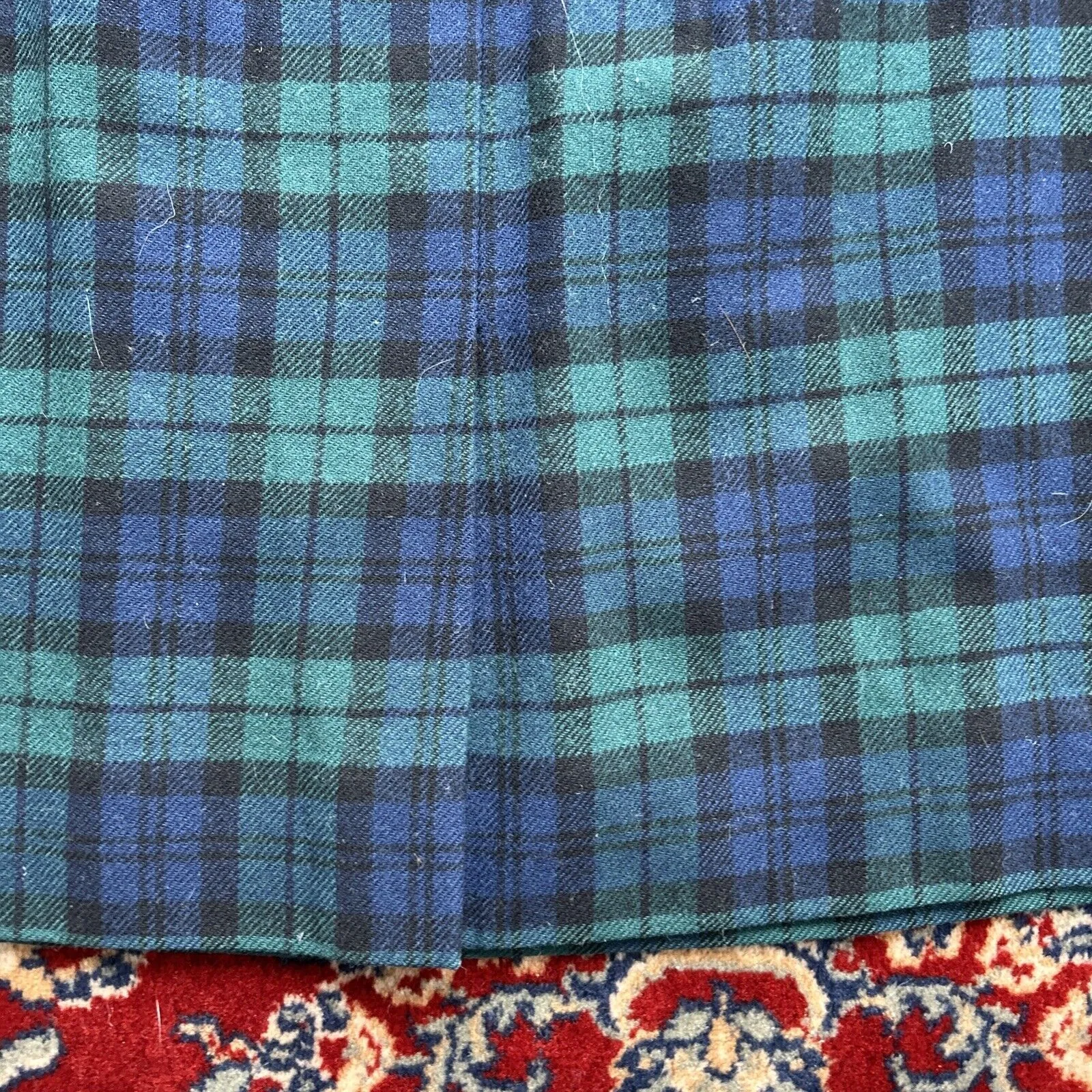 VNTG Pendleton Wool 2-Piece Blazer Suit Skirt Set Green Navy Plaid Petite 10/12 - Image 14